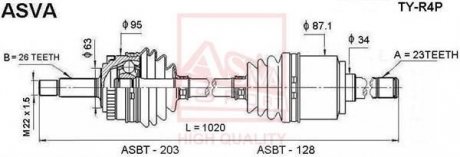 ПРИВОД ПРАВЫЙ 23X1020X26 (RAV4 00-) ASVA TY-R4P