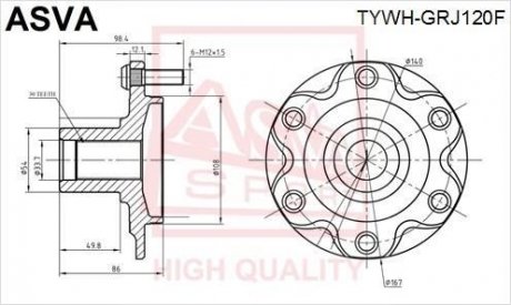 СТУПИЦЯ ПЕРЕДНЯ (TOYOTA LAND CRUISER PRADO 120 2002-) ASVA TYWH-GRJ120F
