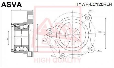 ПІДШИПНИК ЗАДНІЙ ЛІВОЇ СТУПИЦІ (TOYOTA LAND CRUISER PRADO 120 2002- TOYOTA LEXUS GX470 UZJ120 2002-) ASVA TYWH-LC120RLH