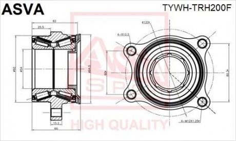 ПІДШИПНИК СТУПИЧНИЙ ПЕРЕДНІЙ (TOYOTA HIACE KDH201/TRH201/LH200 2005-) ASVA TYWH-TRH200F