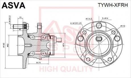 Ступиця передня права (TOYOTA MARK X GRX120 2004-2009) ASVA TYWH-XFRH