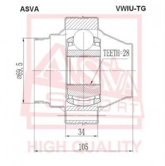ШРУС внутрішній 28x112 (VOLKSWAGEN TOUAREG 2003-2010) ASVA VWIU-TG