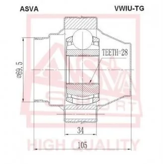 Фото шРУС внутрішній 28x112 (VOLKSWAGEN TOUAREG 2003-2010) ASVA VWIU-TG ШРУС внутрішній 28x112 (VOLKSWAGEN TOUAREG 2003-2010) ASVA VWIU-TG