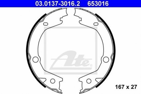 Тормозные колодки ручного тормоза ATE 03013730162