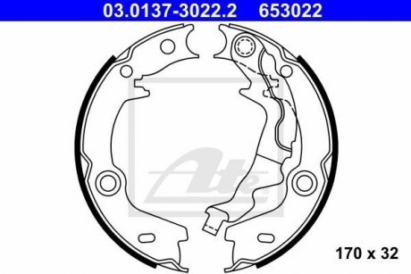 Тормозные колодки ручного тормоза ATE 03013730222