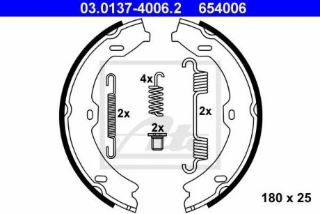 Тормозные колодки ручного тормоза ATE 03013740062 (фото 1)