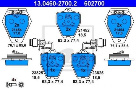 Тормозные колодки, дисковый тормоз (набор) ATE 13046027002 (фото 1)