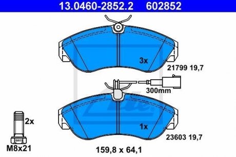 Тормозные колодки, дисковый тормоз (набор) ATE 13046028522 (фото 1)