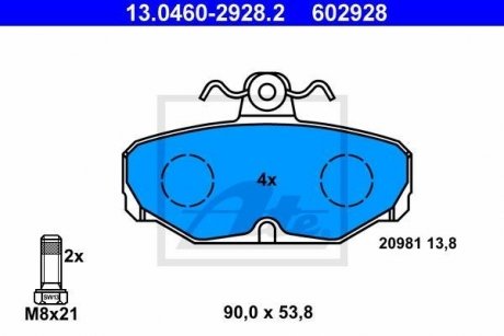 Тормозные колодки, дисковый тормоз (набор) ATE 13046029282