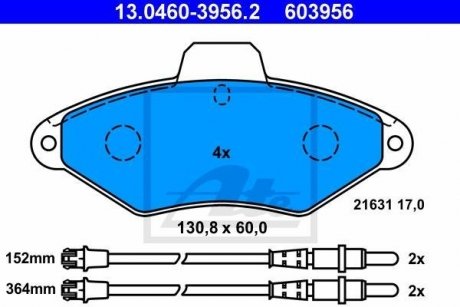 Тормозные колодки, дисковый тормоз (набор) ATE 13046039562 (фото 1)