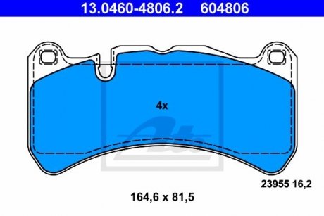 Тормозные колодки, дисковый тормоз (набор) ATE 13046048062 (фото 1)