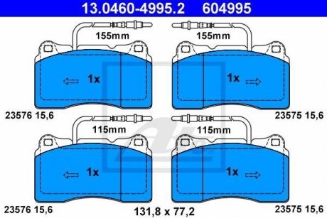 Тормозные колодки, дисковый тормоз (набор) ATE 13046049952 (фото 1)