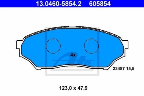 Тормозные колодки, дисковый тормоз (набор) ATE 13046058542 (фото 1)