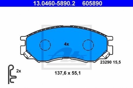 Тормозные колодки, дисковый тормоз (набор) ATE 13046058902 (фото 1)