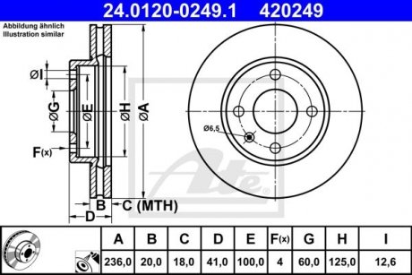 Диск тормознойPRZOD OPEL KARL 15- ATE 24012002491