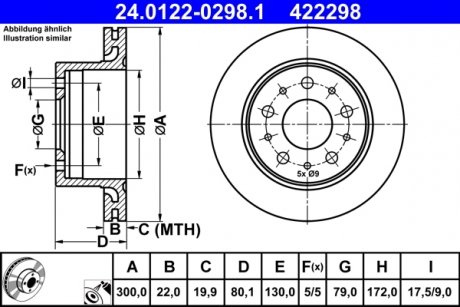 Диск тормознойTYL FIAT ATE 24012202981