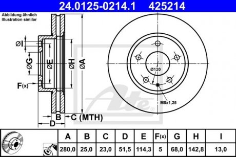 Диск гальмівнийPRZOD MAZDA 3 13- ATE 24012502141