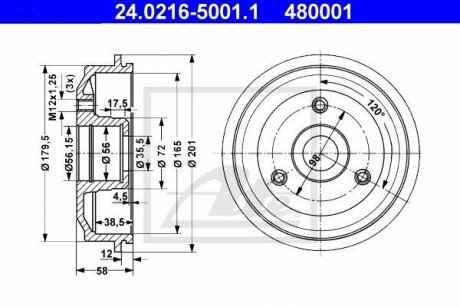 Тормозной барабан ATE 24021650011