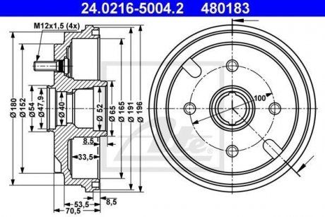 Тормозной барабан ATE 24021650042