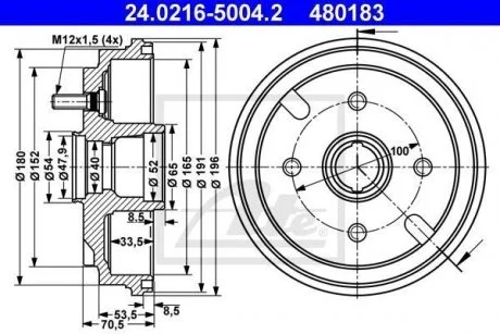 Гальмівний барабан ATE 24021650042