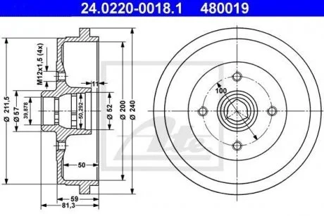 Тормозной барабан ATE 24022000181