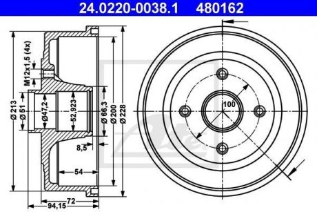 Тормозной барабан ATE 24022000381