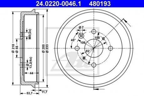 Тормозной барабан ATE 24022000461