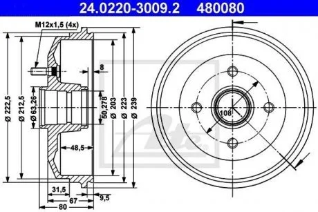 Тормозной барабан ATE 24022030092
