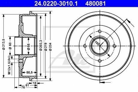 Тормозной барабан ATE 24022030101