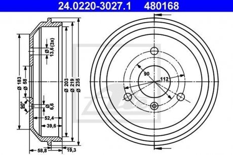 Тормозной барабан ATE 24022030271