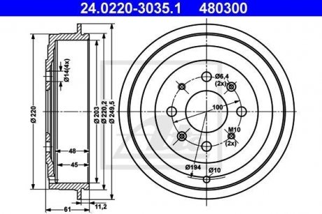 Тормозной барабан ATE 24022030351