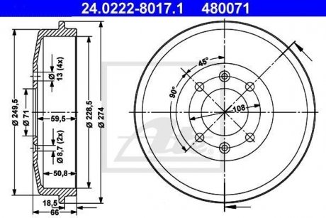 Тормозной барабан ATE 24022280171