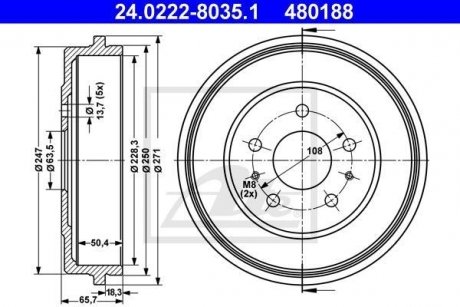 Тормозной барабан ATE 24022280351