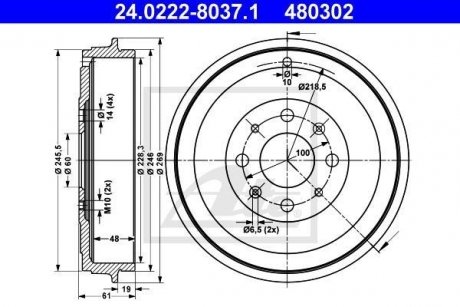 Тормозной барабан ATE 24022280371