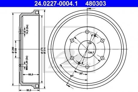 Гальмівний барабан ATE 24022700041