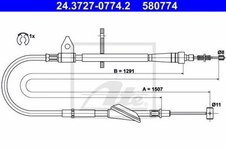 Трос ручного тормоза ATE 24372707742 (фото 1)