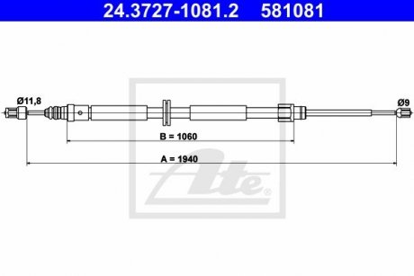 Трос ручного тормоза ATE 24372710812 (фото 1)