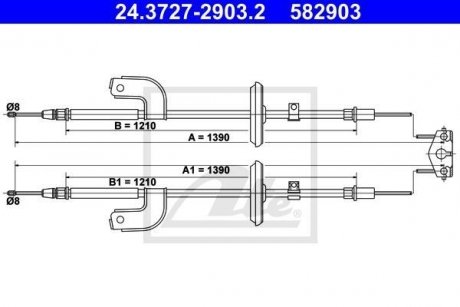 Трос ручного тормоза ATE 24372729032 (фото 1)