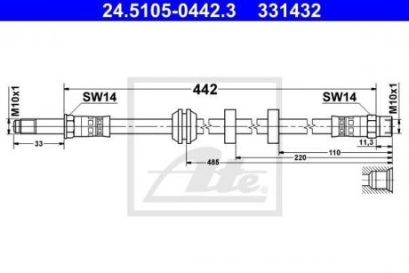 Przewвd hamulcow.przed.L=435mm ATE 24510504423