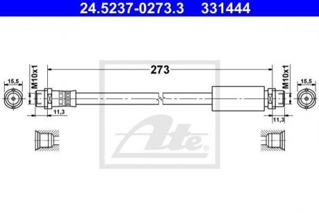 Przewвd ham.przedni L=270mm ATE 24523702733