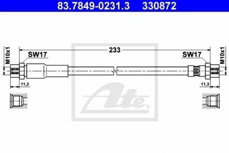 Фото 1 - шланг гальмівний ATE 83784902313 Шланг гальмівний ATE 83784902313 (фото 1)