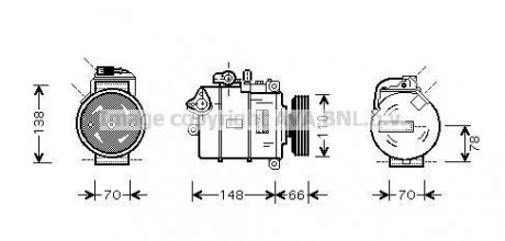 Компресор кондиціонера A4 II 19TDi 00-03 (вир-во) AVA COOLING AIAK226 (фото 1)