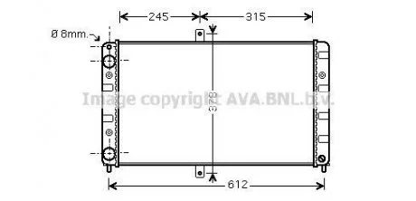 Радіатор, охолодження двигуна AVA QUALITY COOLING AVA COOLING LA2016