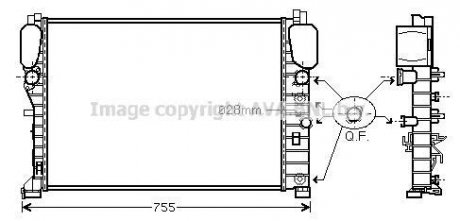 Радиатор охлаждения двигателя MB E211 200 komp 220-270 CDI MT/AT AC+/- AVA COOLING MSA2394 (фото 1)