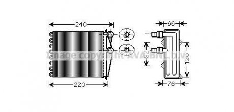 Радиатор отопителя салона Opel Vivaro I Renault Trafic II III cabin heater AVA COOLING RT6380 (фото 1)