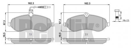 Колодки гальмові FIAT SCUDO 07> ПЕРЕД 1-ДАТЧИК Bendix 510530