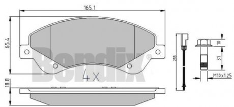 Колодки гальмові FORD TRANSIT 06> ПЕРЕД Bendix 510615 (фото 1)