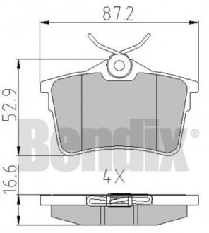 Колодки гальмові CITROEN BERLINGO 08> ЗАД БЕЗ ДАТЧИКА Bendix 510650