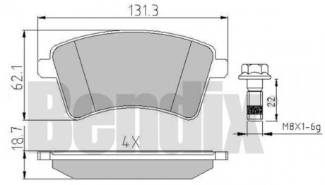 КОЛОДКИ ТОРМОЗНЫЕ RENAULT KANGOO 08> ПЕРЕД Bendix 510654