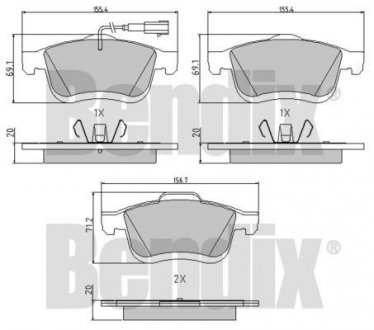 КОЛОДКИ ТОРМОЗНЫЕ FIAT DOBLO 09> ПЕРЕД 1-ДАТЧИК Bendix 510751